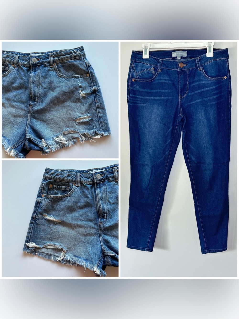 Lot 2 Pairs Wit & Wisdom Straight Leg Size 8 Jeans Garage Frayed Hem Shorts 10